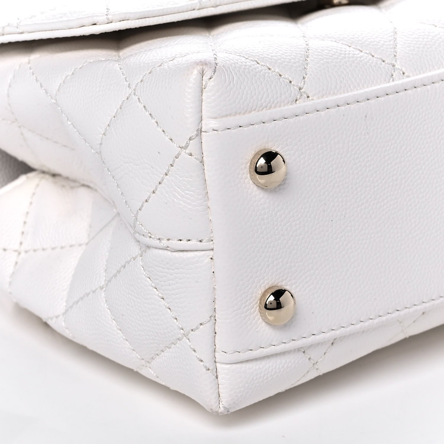 Chanel Caviar Quilted Mini Coco Handle Flap White 10 of 14