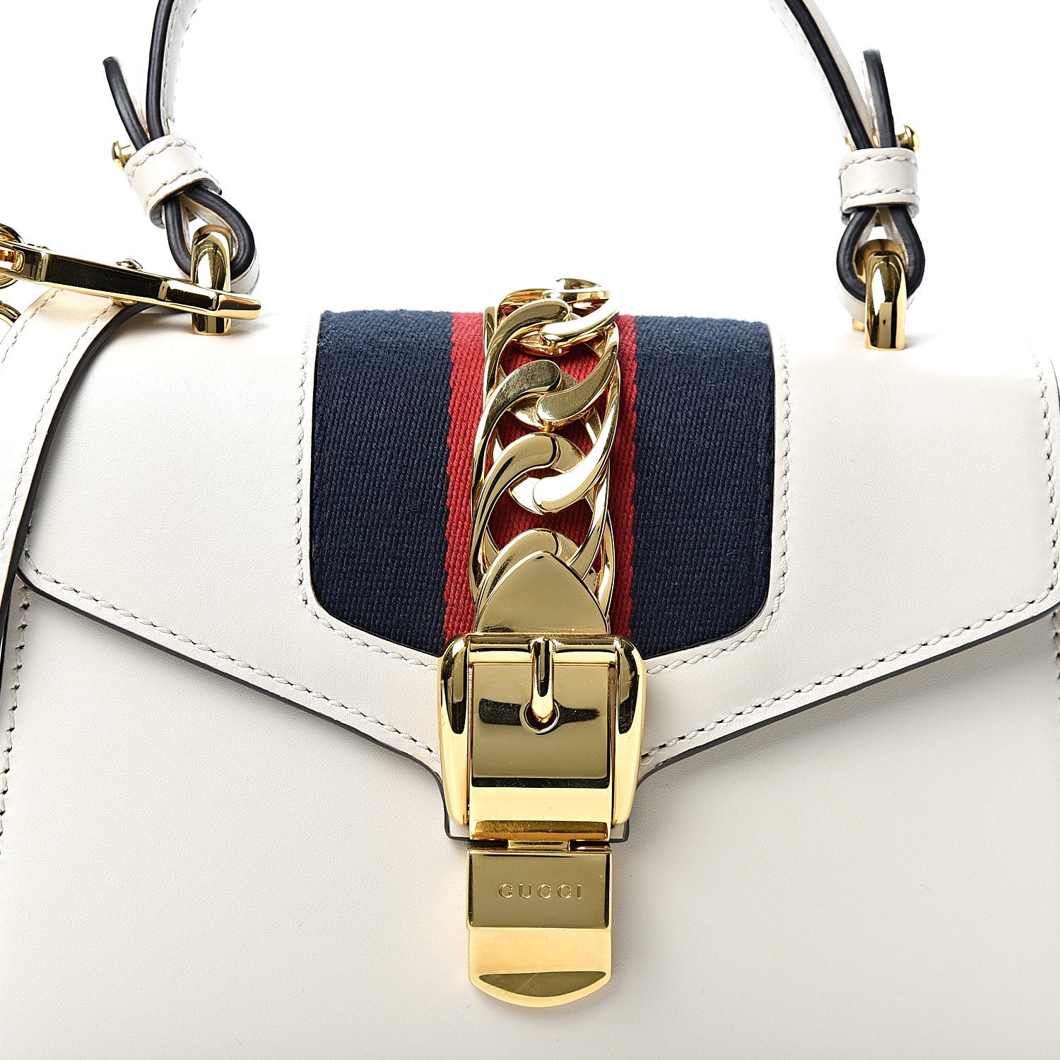 Gucci Calfskin Mini Sylvie Top Handle Bag White 8 of 12