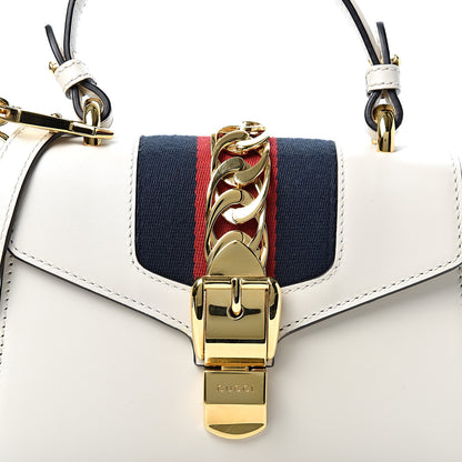 Gucci Calfskin Mini Sylvie Top Handle Bag White 8 of 12