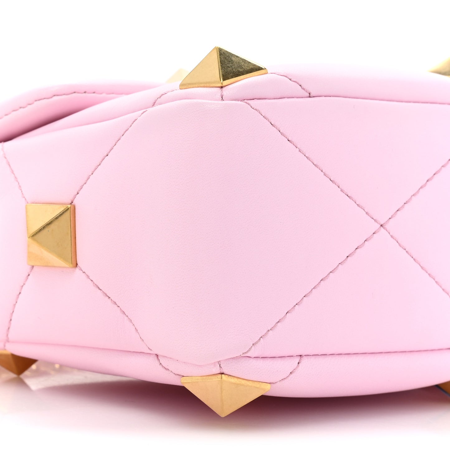 Nappa Medium Roman Stud Shoulder Bag Pink Borealis