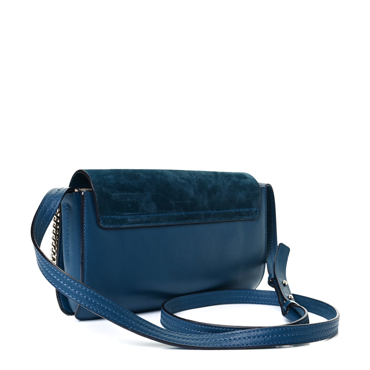 Suede Calfskin Small Faye Shoulder Bag Majolica Blue