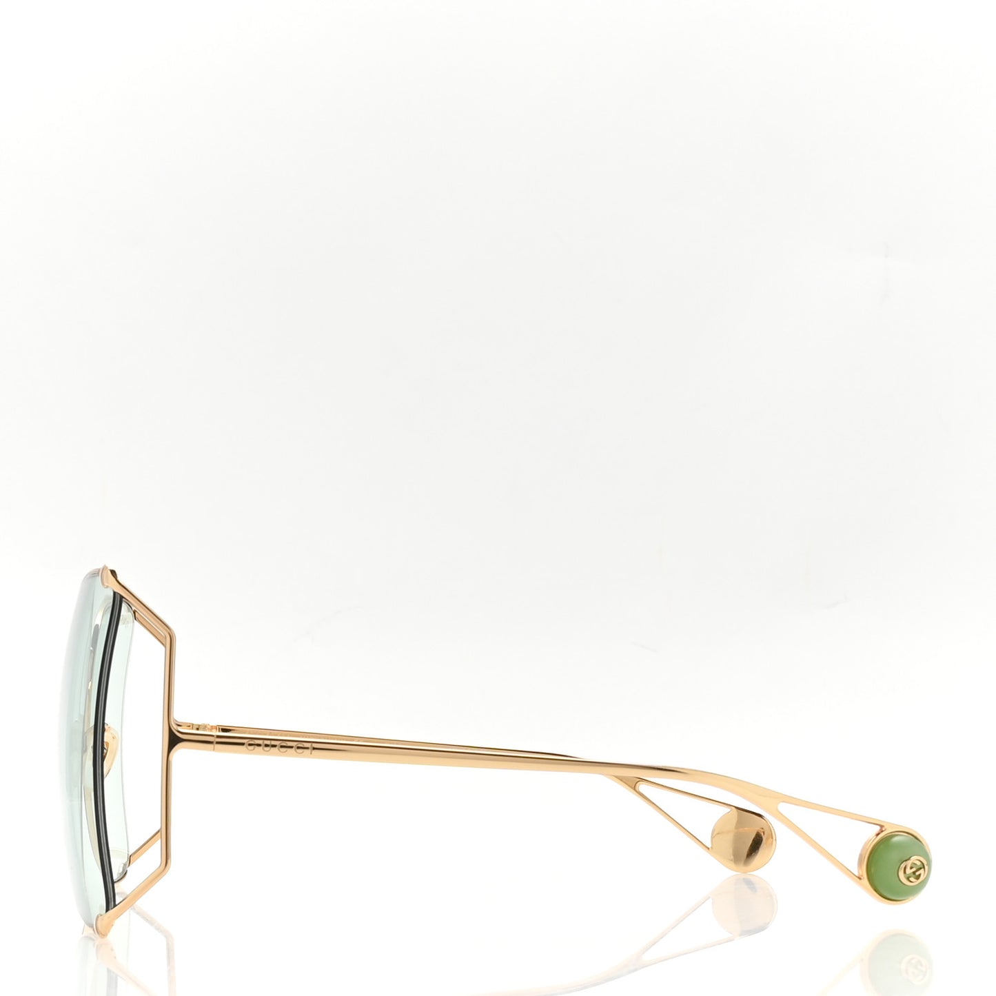 Oversized Round Sunglasses GG0252S Gold Green