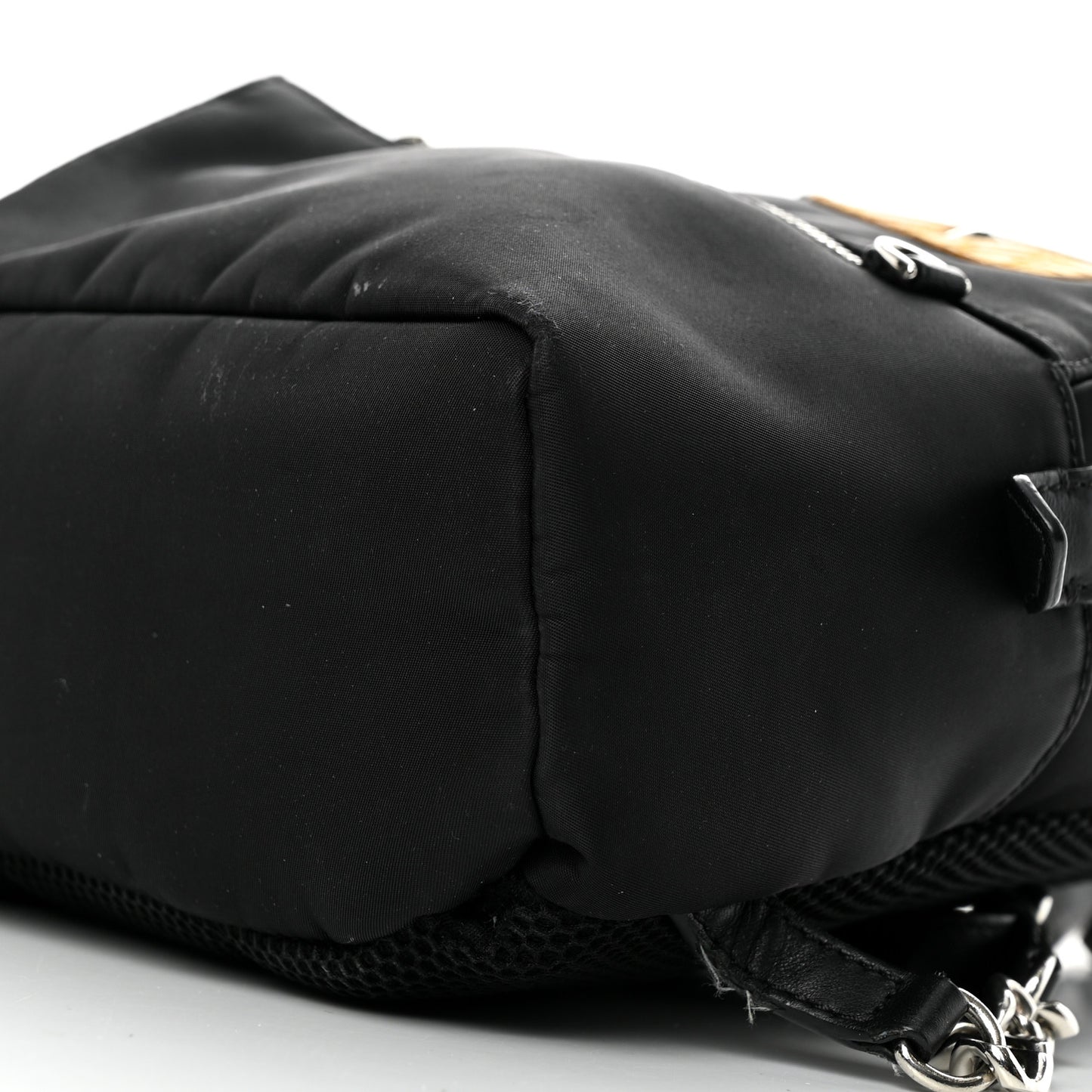 Nylon Vitello Dolce Goat Fox Fur Crocodile Monster Eyes Mini Backpack Black Sunflower