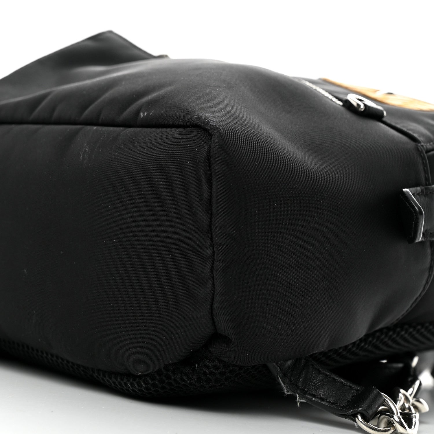 Fendi Nylon Vitello Dolce Goat Fox Fur Crocodile Monster Eyes Mini Backpack Black Sunflower 10 of 11