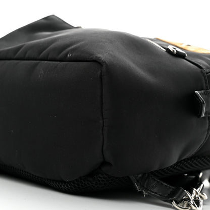 Fendi Nylon Vitello Dolce Goat Fox Fur Crocodile Monster Eyes Mini Backpack Black Sunflower 10 of 11