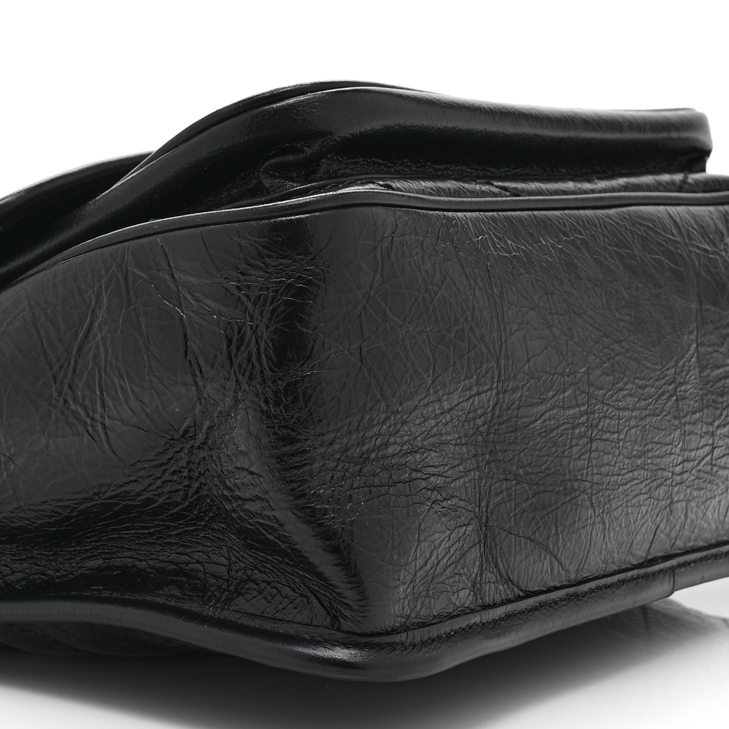 Crinkled Calfskin Matelasse Monogram Medium Niki Chain Satchel Black