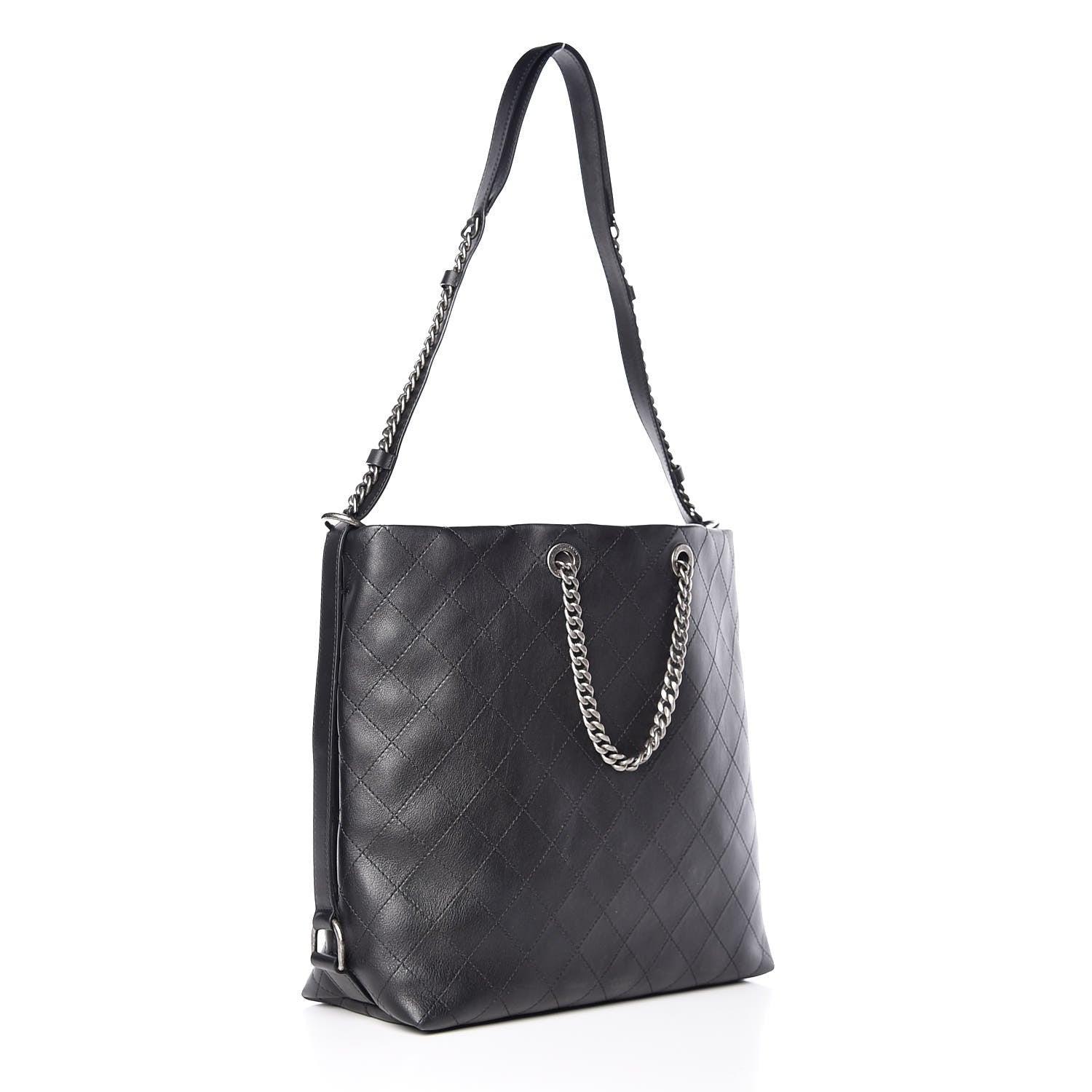 Chanel Calfskin Stitched Large Hobo Black 4 of 12