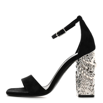 Hermes Suede Goatskin Glam 105 Sandals 37 Black 1 of 9