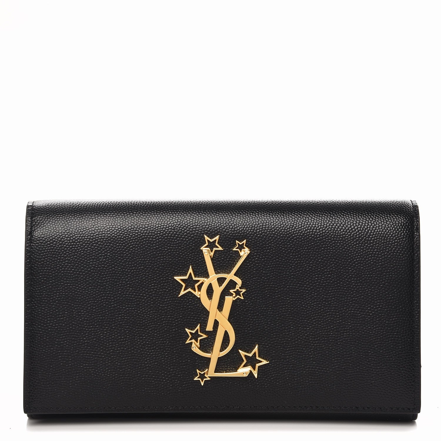 Saint Laurent Grain De Poudre Star Studded Monogram Zip Wallet in Black 1 of 8