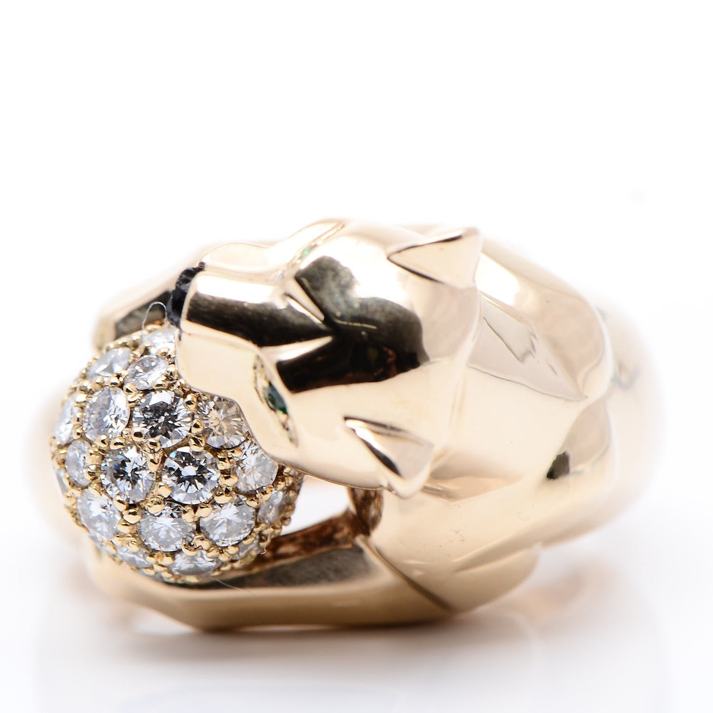 18K Yellow Gold Diamond Onyx Emerald Panthère De Ring 53 6.25