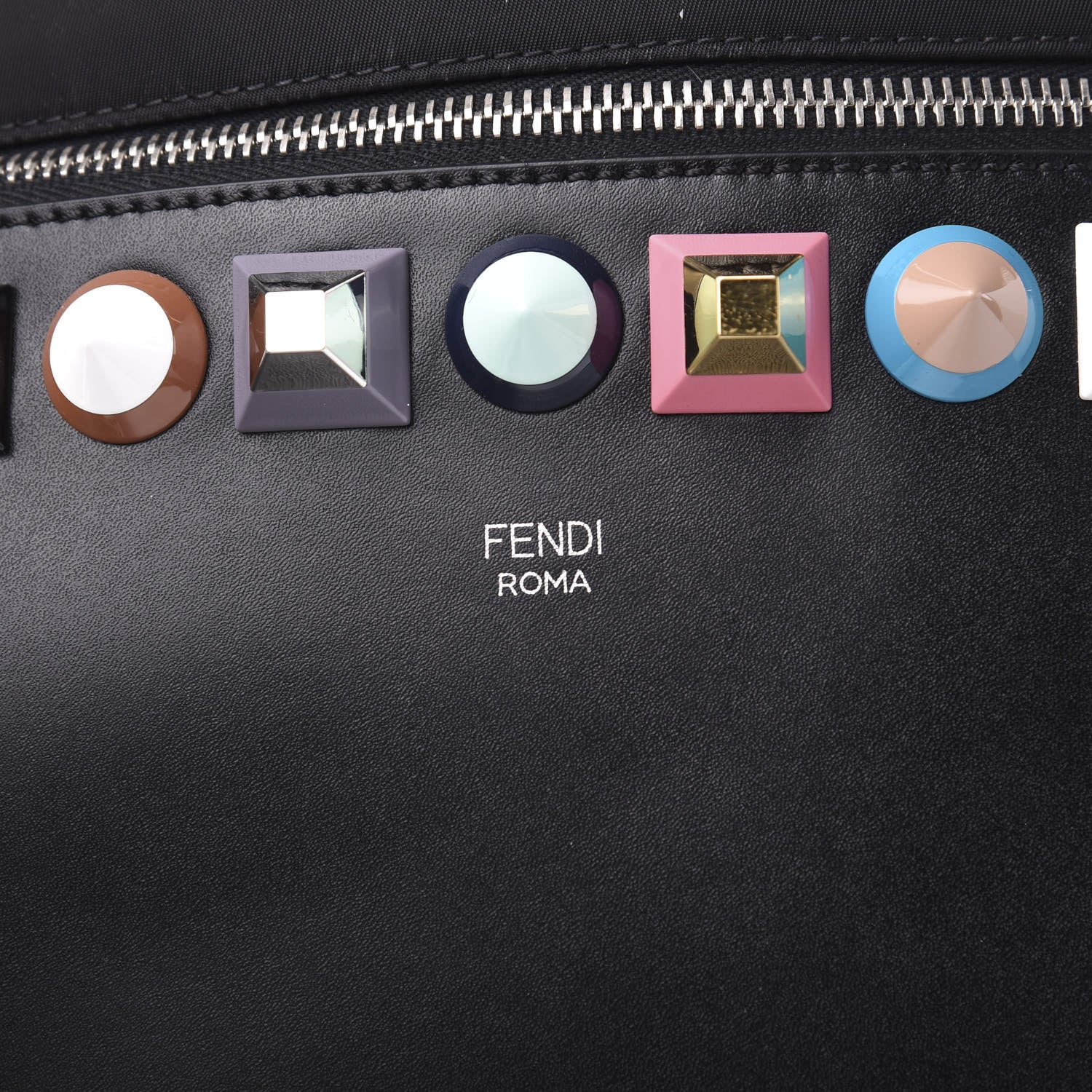 Fendi Vitello Nylon Studded Backpack Black 9 of 9