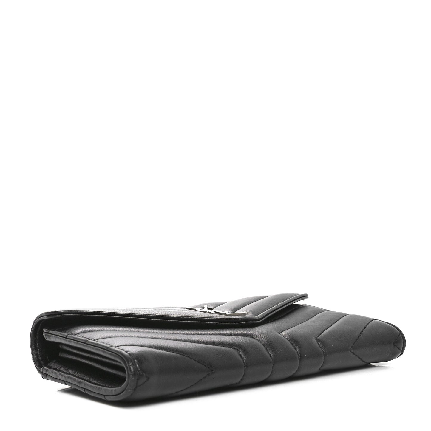 Lambskin Y Quilted Monogram Large Loulou Flap Wallet Black
