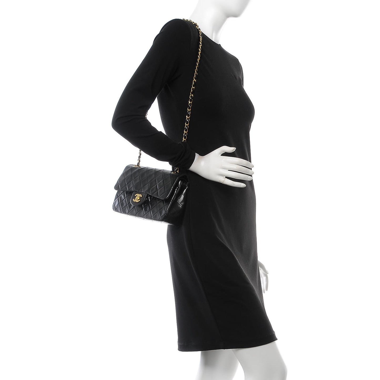 Lambskin Quilted Small Double Flap Black