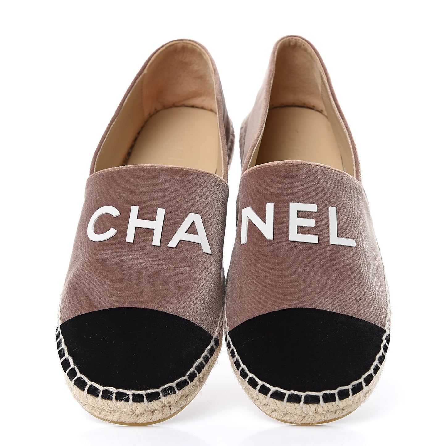 Velvet Logo Espadrilles 37 Beige Black