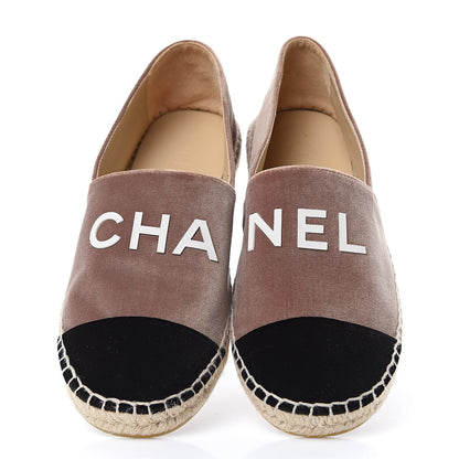 Chanel Velvet Logo Espadrilles 37 Beige Black 3 of 9