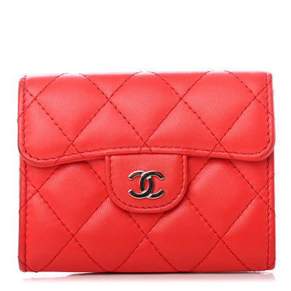 Chanel Lambskin Quilted Flap Card Holder Wallet Red 1 of 4