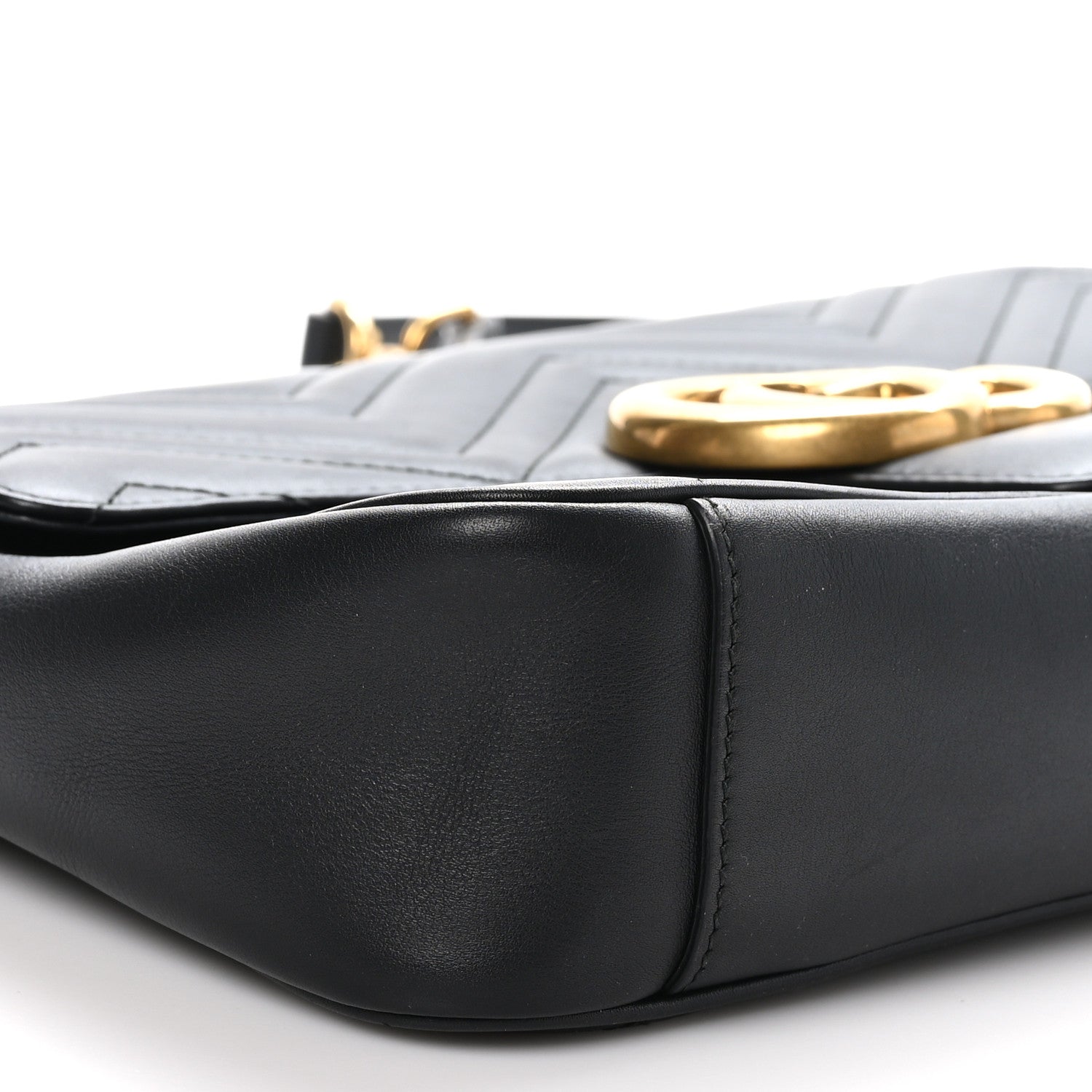 Gucci Calfskin Matelasse Medium GG Marmont Shoulder Bag Black 9 of 10