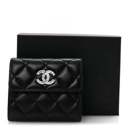 Chanel Lambskin Quilted Baguette Crystal Small Compact Wallet Black 9 of 9