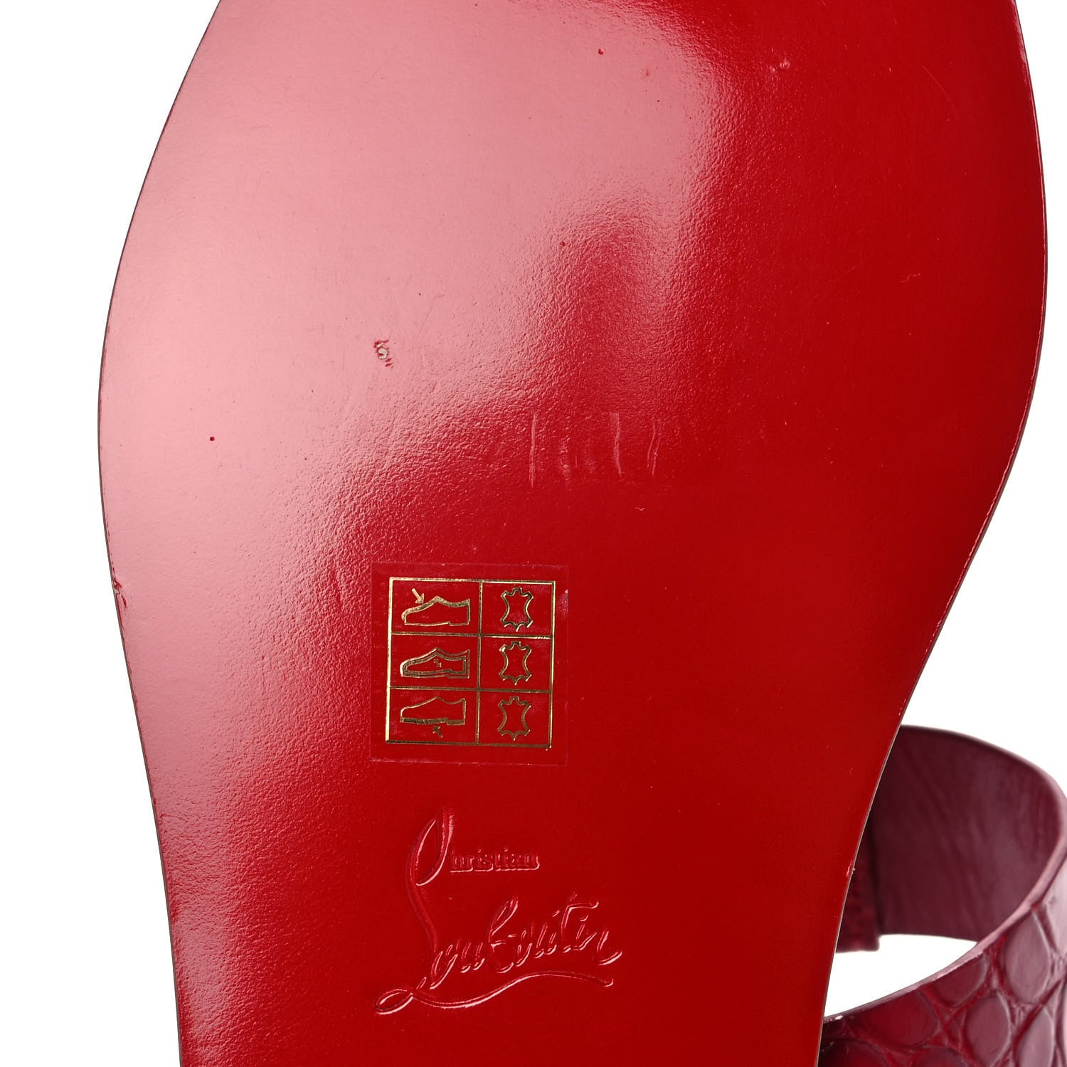 Christian Louboutin Calfskin Alligator Embossed Cubongo Flat Sandals 37.5 Persan 9 of 11