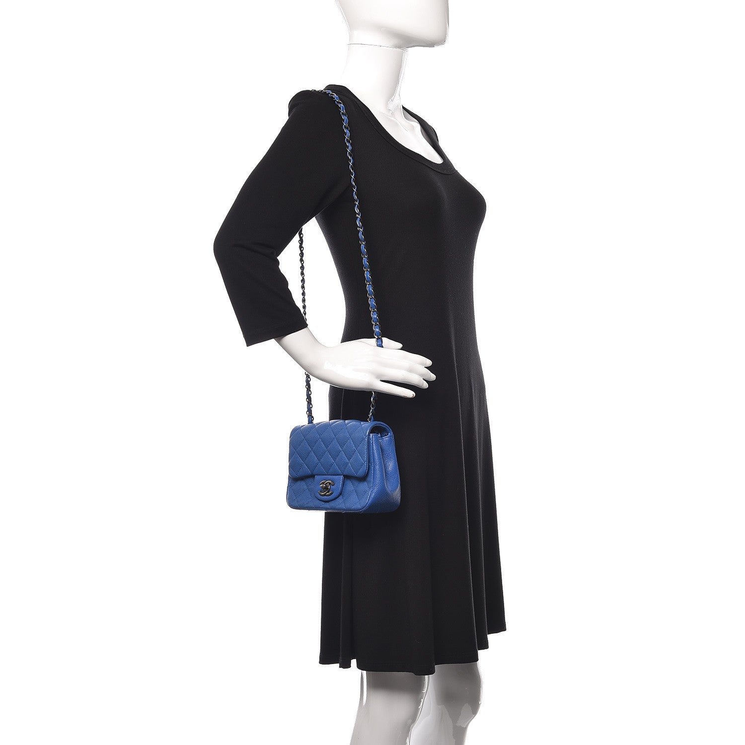 Chanel Caviar Quilted Mini Square Flap Blue 2 of 11