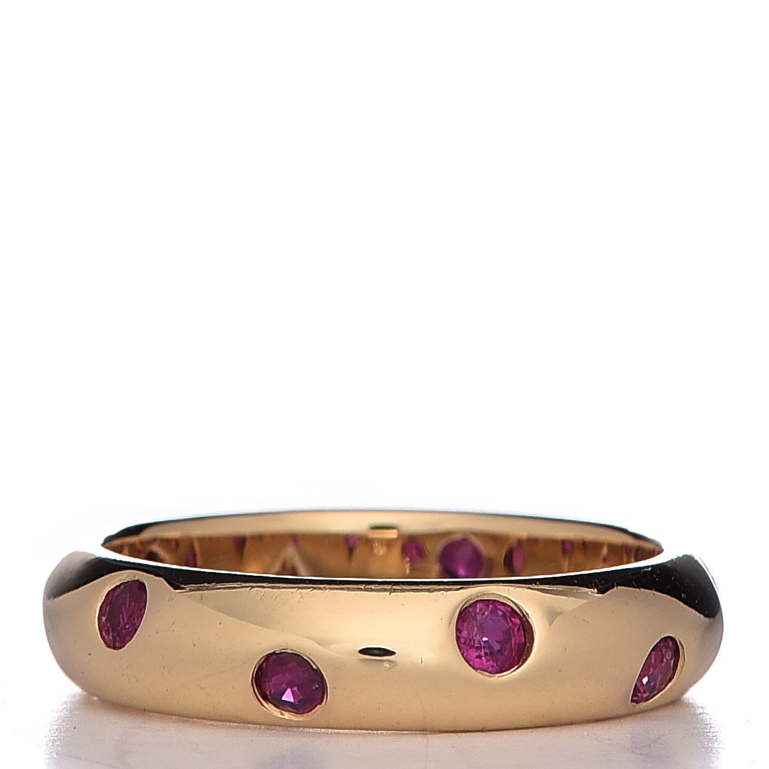 Tiffany 18K Yellow Gold Ruby Etoile Band Ring 50 5.25 3 of 4