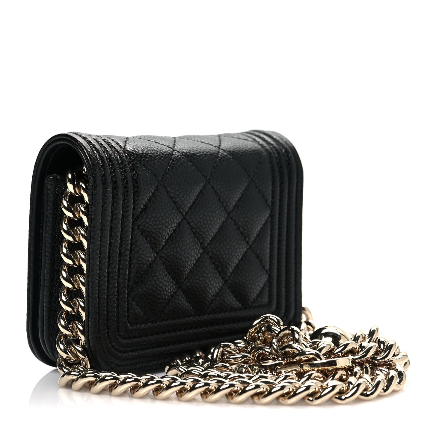 Caviar Quilted Boy Flap Waist Belt Bag Black