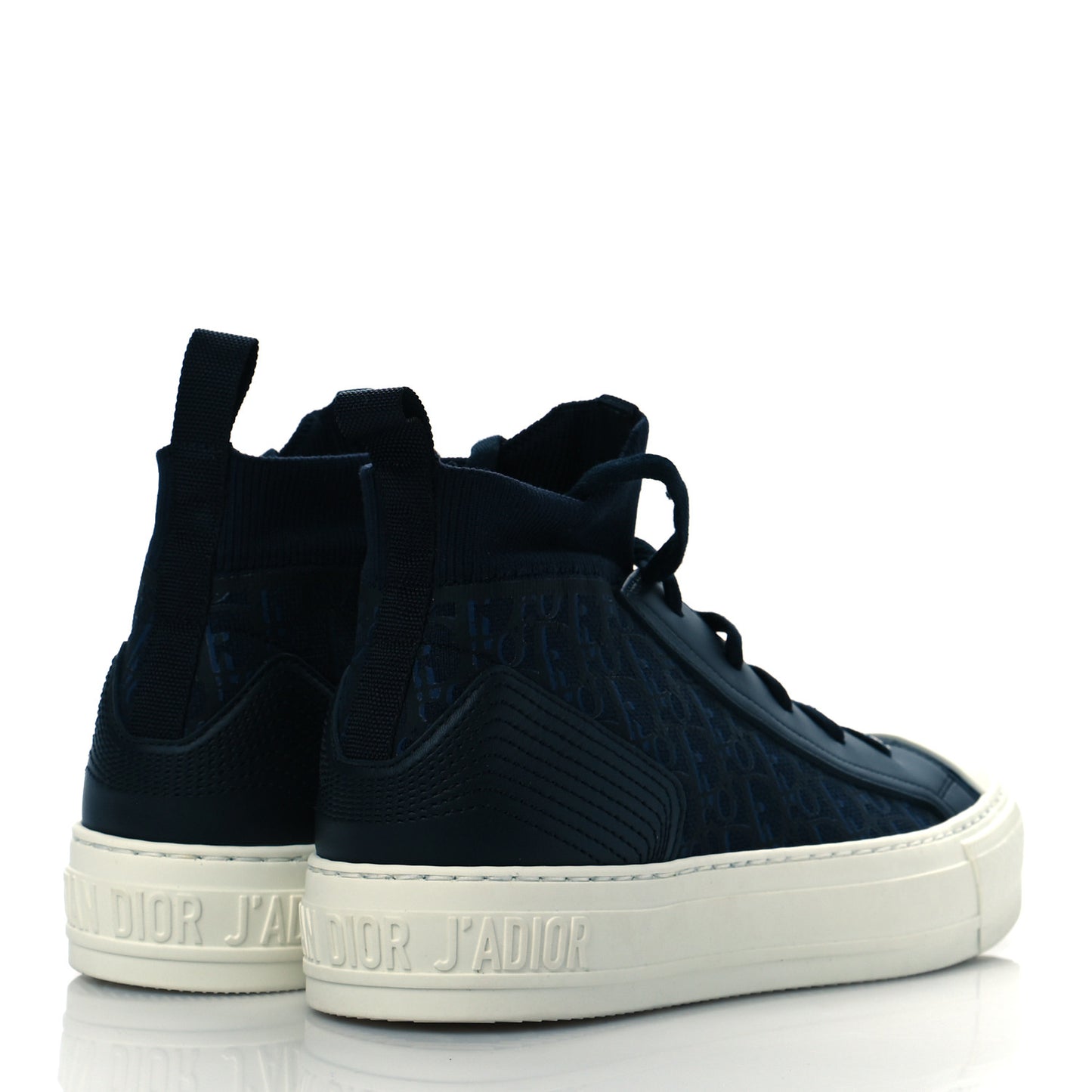 Technical Canvas Mesh Calfskin Womens Oblique Walk'n Dior High Top Sneakers 36.5 Deep Blue