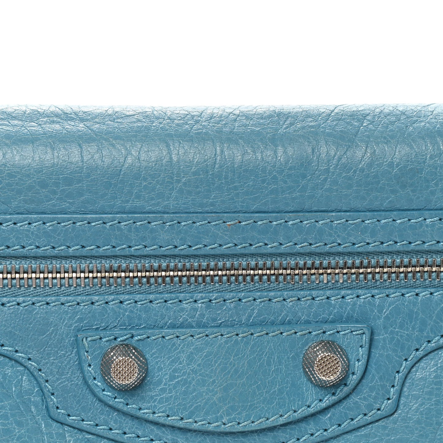 Agneau Giant 12 Silver Hardware Envelope Strap Clutch Bleu Tropical