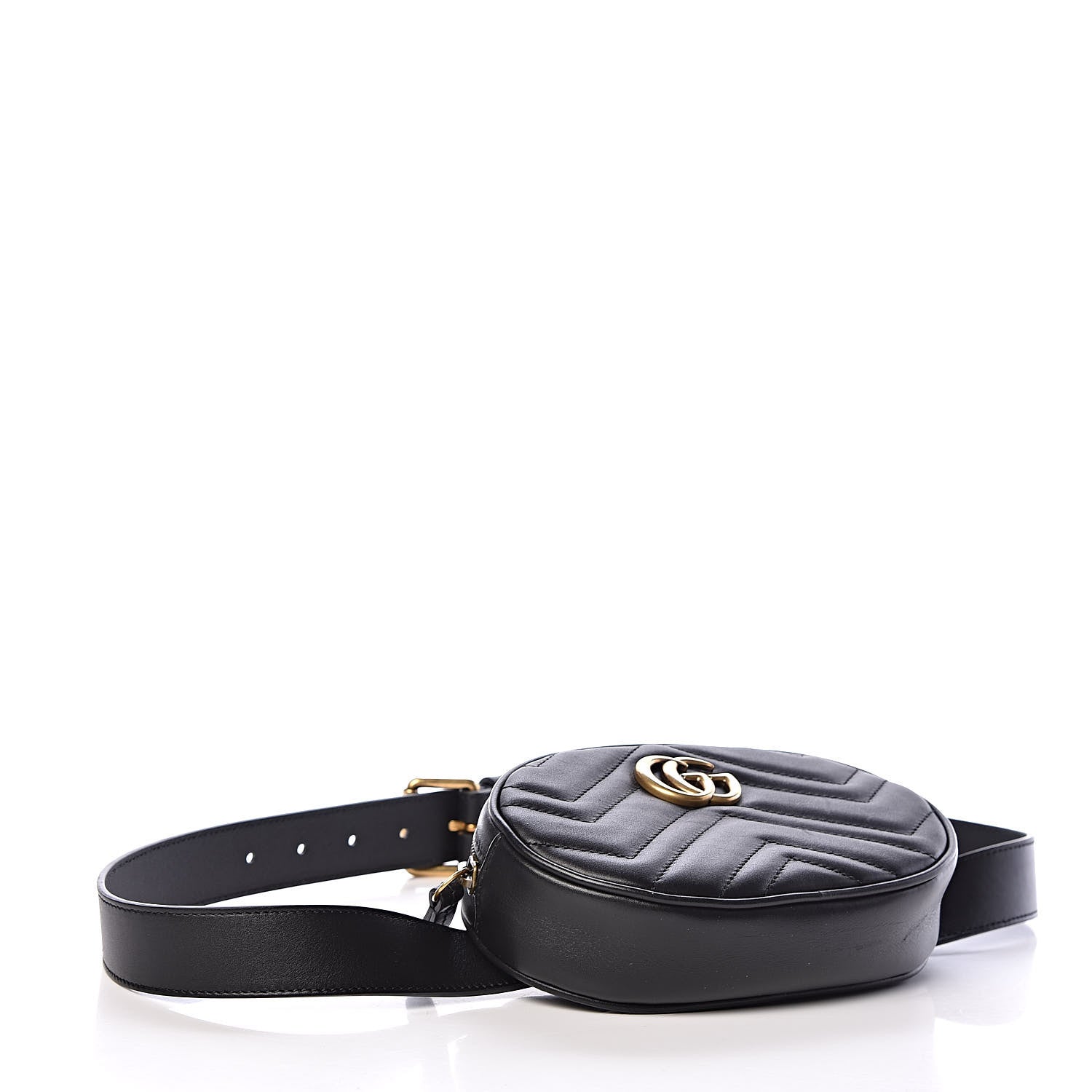 Gucci Calfskin Matelasse GG Marmont Belt Bag 95 38 Black 4 of 13
