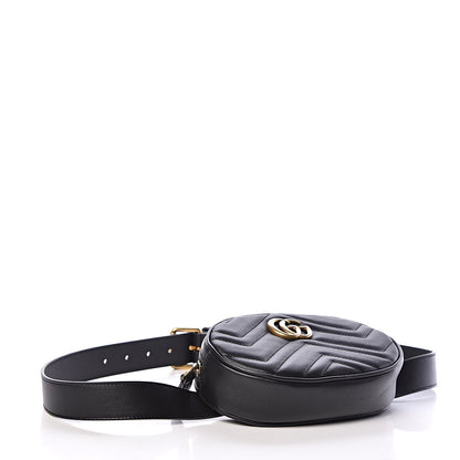 Gucci Calfskin Matelasse GG Marmont Belt Bag 95 38 Black 4 of 13