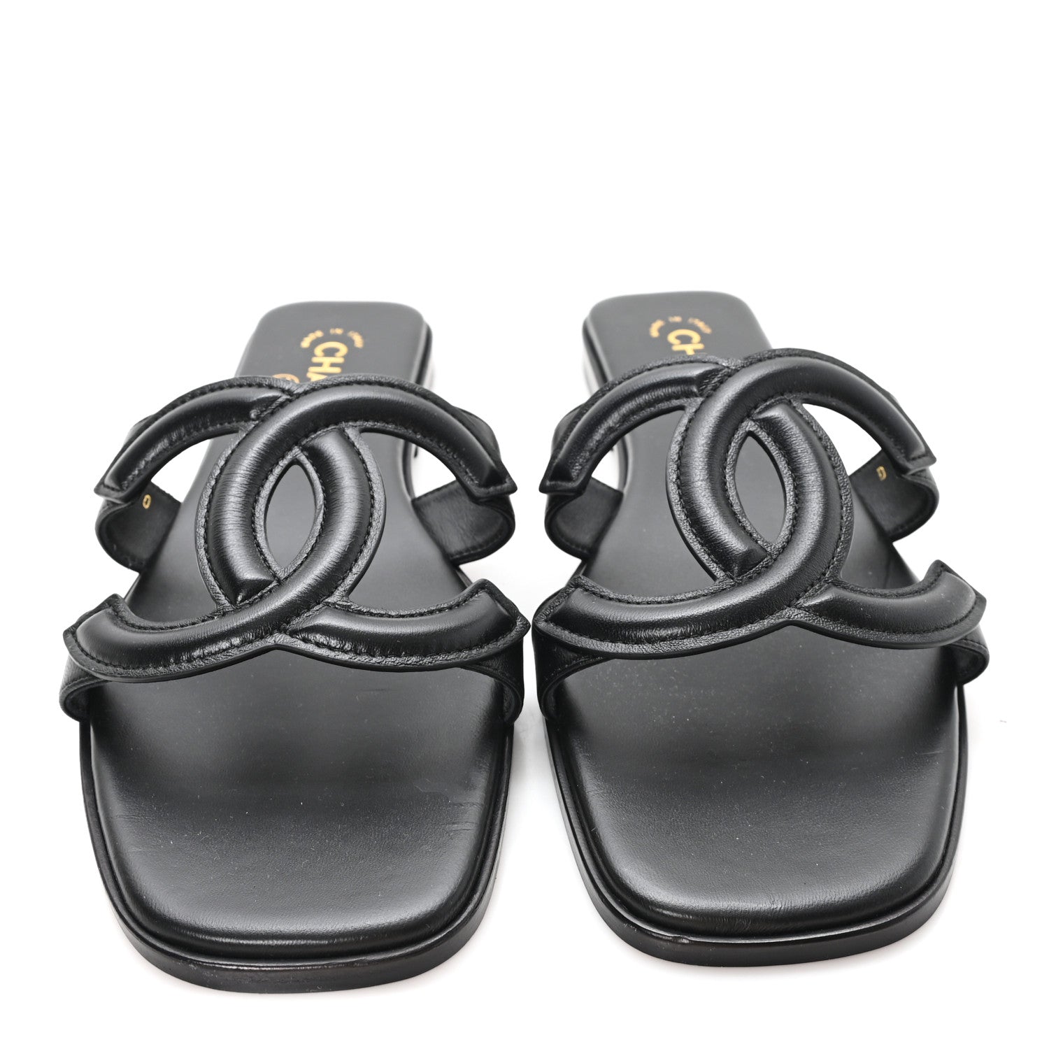 Chanel Lambskin CC Cut Out Mules Sandals 41 Black 3 of 9