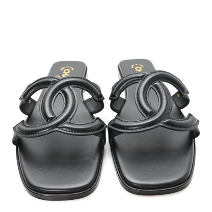 Chanel Lambskin CC Cut Out Mules Sandals 41 Black 3 of 9