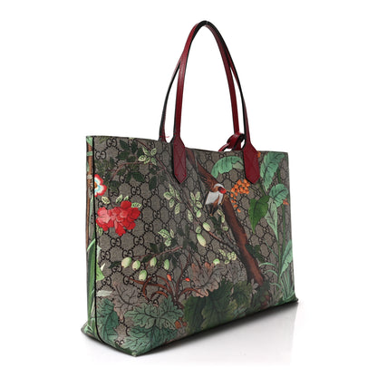 Gucci GG Supreme Monogram Tian Medium Shopping Tote Beige Multicolor Red 3 of 9