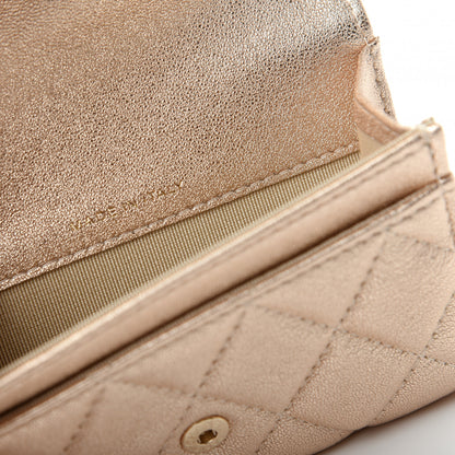 Chanel Metallic Lambskin Quilted Flap Card Holder Wallet Gold 7 of 9