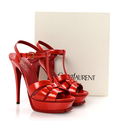 Saint Laurent Patent Textured Tribute 105 Platform Sandals 40 Poppy 10 of 10