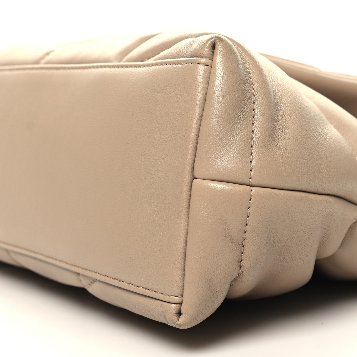 Lambskin Quilted Small Loulou Puffer Monogram Chain Satchel Dark Beige