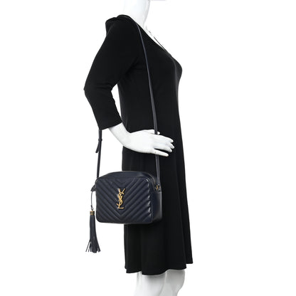 Saint Laurent Calfskin Matelasse Monogram Lou Camera Bag Deep Marine 2 of 12