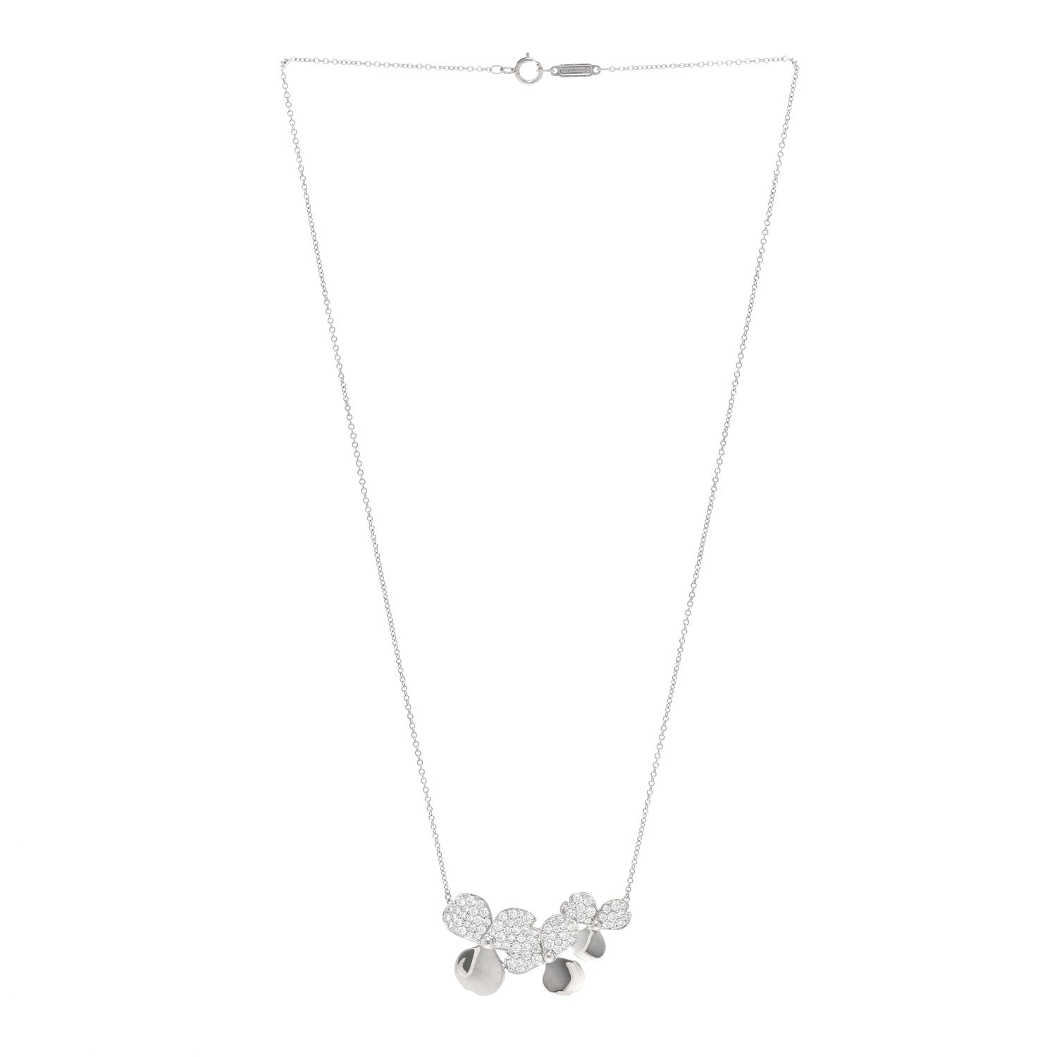 Tiffany Platinum Diamond Mini Paper Flowers Cluster Pendant Necklace 3 of 5