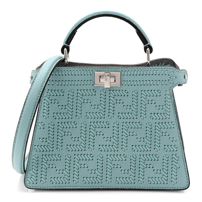 Fendi Cuoio Romano Nappa Intreccio FF Petite Peekaboo I SEE U Satchel Aquifer 1 of 9