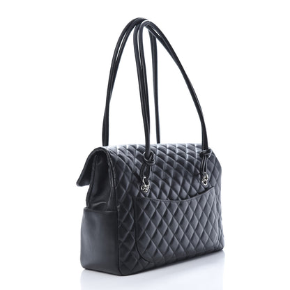 Chanel Calfskin Quilted Large Cambon Flap Black White 3 of 14