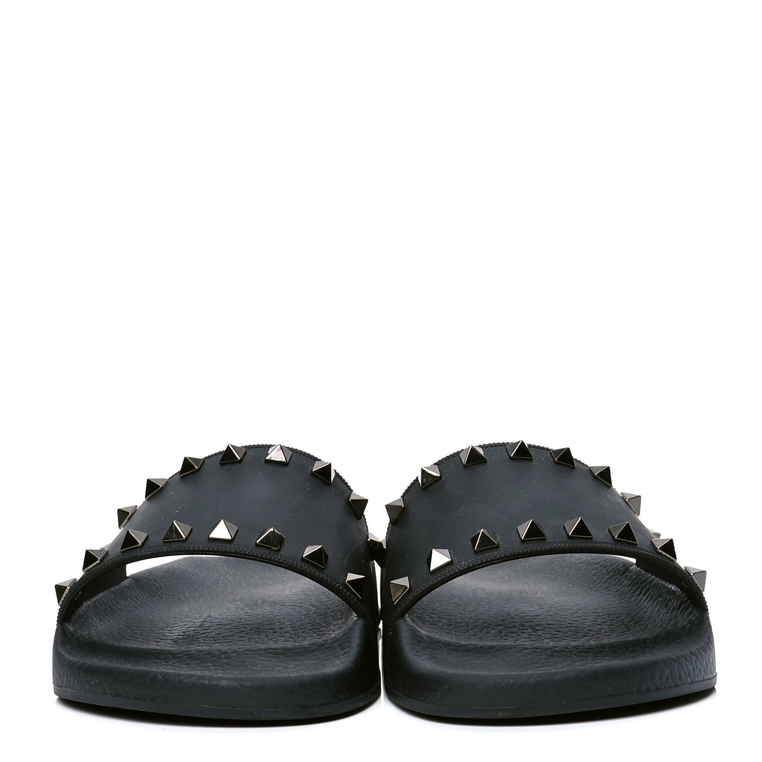 Valentino Garavani Rubber Rockstud Slide Sandals 39 Black 2 of 4