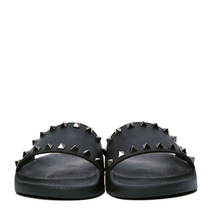 Valentino Garavani Rubber Rockstud Slide Sandals 39 Black 2 of 4