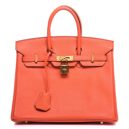 Hermes Taurillon Clemence Birkin 25 Orange Poppy 1 of 25
