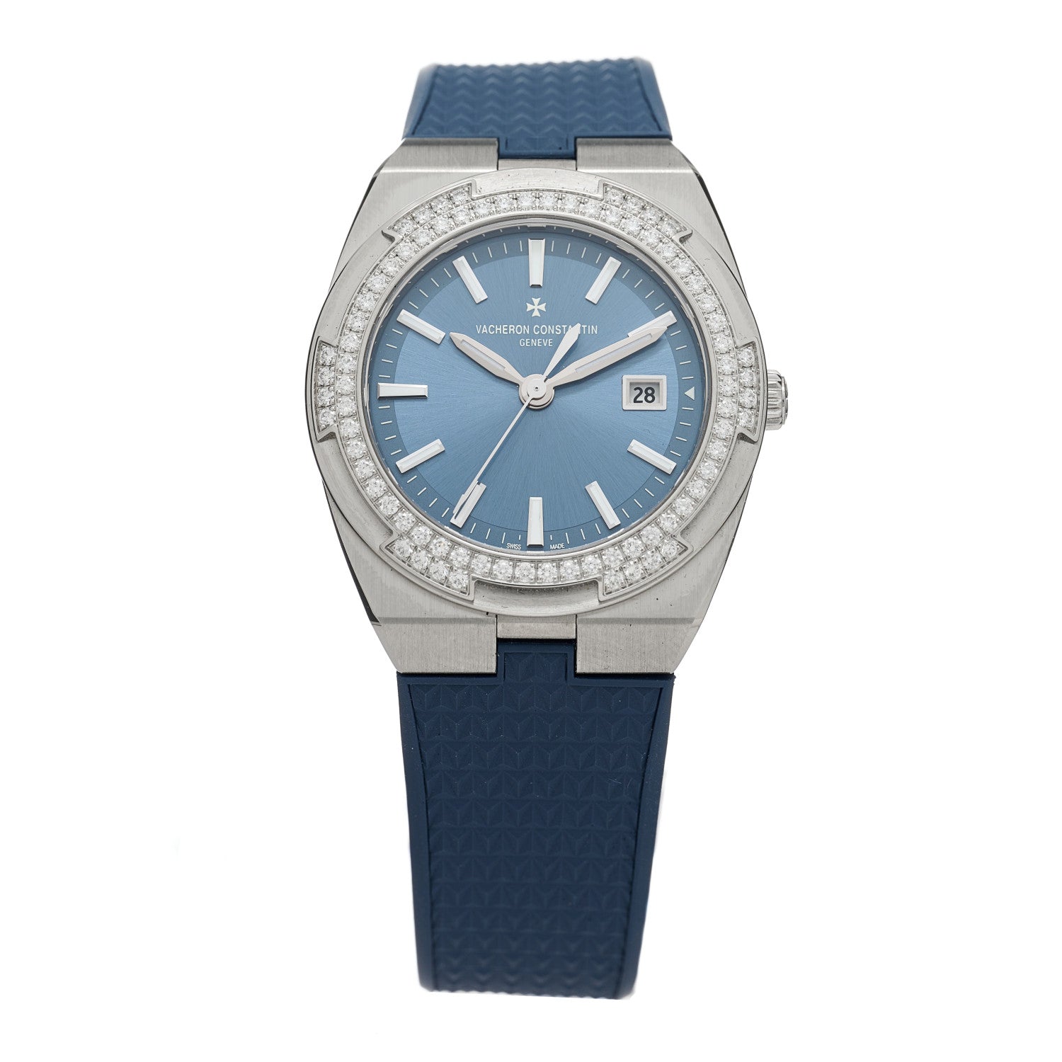 Vacheron Constantin Stainless Steel Rubber Diamond Bezel 33mm Overseas Quartz Watch Blue 1205V/100A-B590 1 of 7