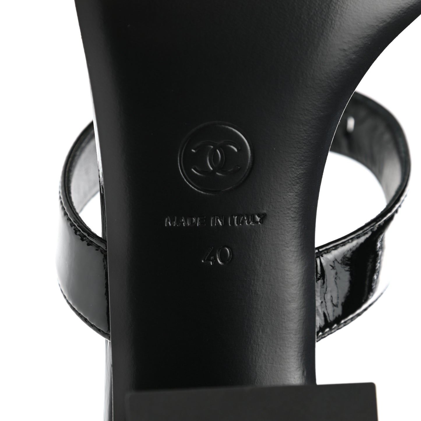 Patent Goatskin Sandals 40 Black