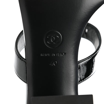 Chanel Patent Goatskin Sandals 40 Black 6 of 9