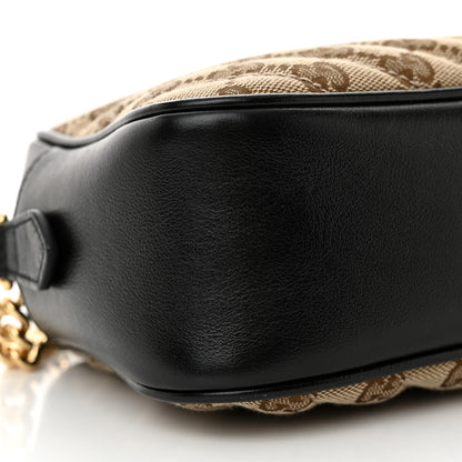 Gucci Monogram Matelasse Diagonal Small GG Marmont Chain Shoulder Bag Beige Black 9 of 12