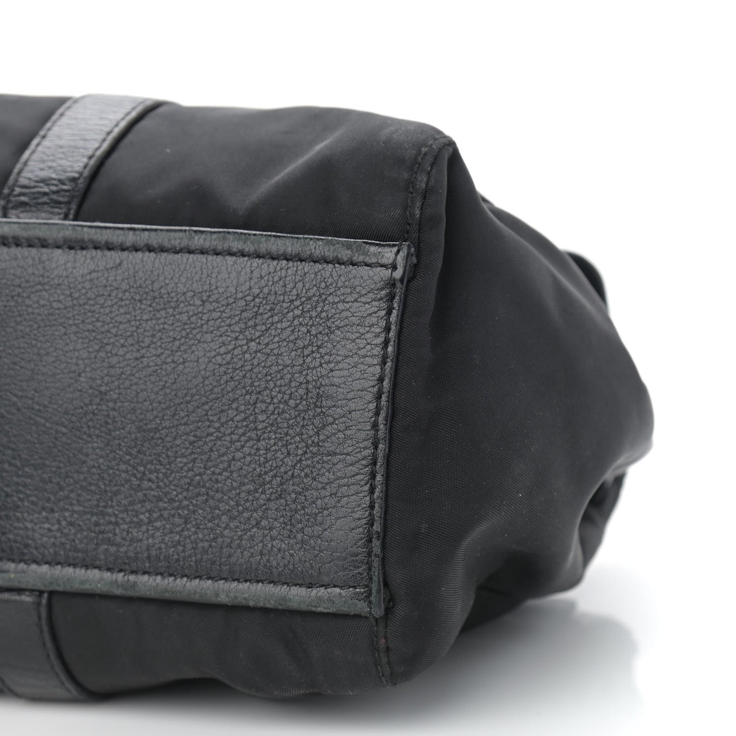 Tessuto Nylon Calfskin Shoulder Bag Black