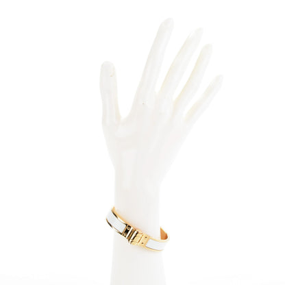 Hermes Enamel Charniere Uni Narrow Hinged Bracelet S White 2 of 5