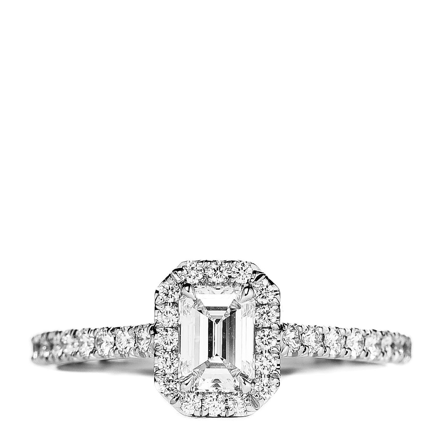 Platinum Diamond .43ct Soleste Emerald Cut Engagement Ring 51 5.75